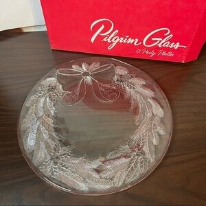 Pilgrim Glass Vintage platter Holiday Christmas design